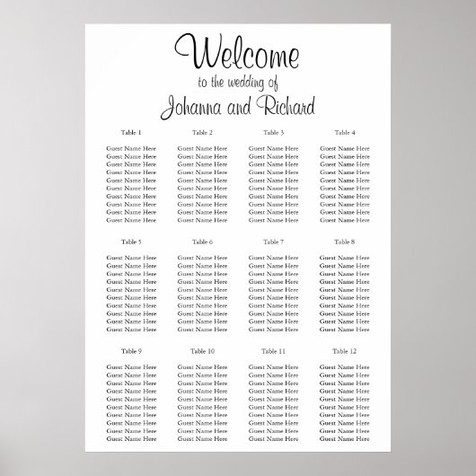 シンプルとホワイトの座席表 ポスター (正面)