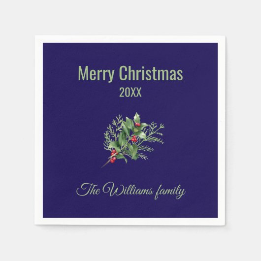 シンプルとボエレガントタニカルクリスマス スタンダードカクテルナプキン (正面)