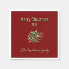 シンプルとボエレガントタニカルクリスマス スタンダードカクテルナプキン