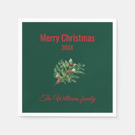 シンプルとボエレガントタニカルクリスマス スタンダードカクテルナプキン (正面)