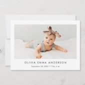 シンプルとミニマリスト2枚の写真誕生のお知らせ 案内状 (正面)