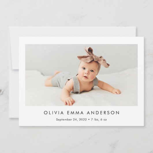 シンプルとミニマリスト2枚の写真誕生のお知らせ 案内状 (正面)