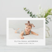 シンプルとミニマリスト2枚の写真誕生のお知らせ 案内状 (スタンド正面)