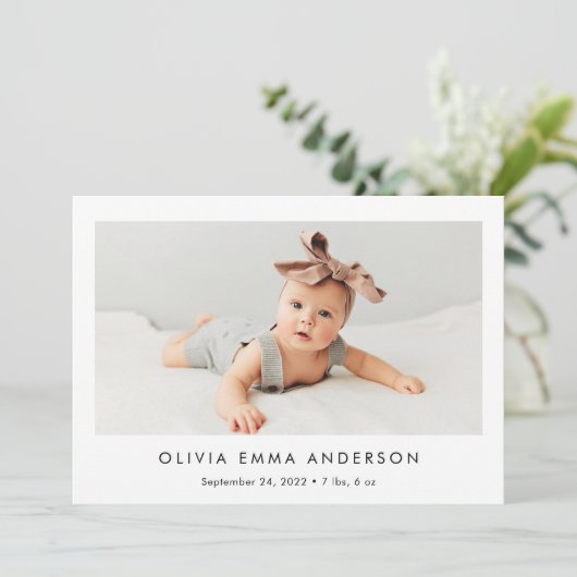 シンプルとミニマリスト2枚の写真誕生のお知らせ 案内状 (スタンド正面)