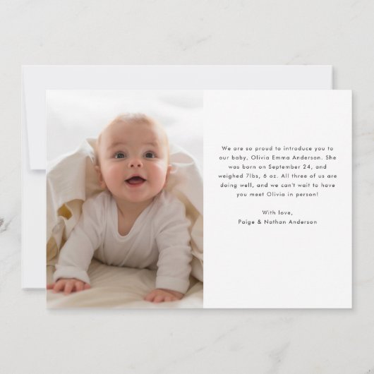 シンプルとミニマリスト2枚の写真誕生のお知らせ 案内状 (裏面)