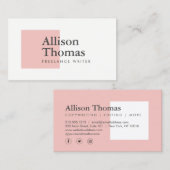 シンプルとミニマルピンクの四角モダン形 名刺 (正面/裏面)