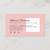 シンプルとミニマルピンクの四角モダン形 名刺 (裏面)