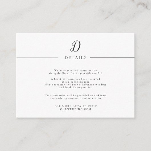 シンプルとミニマル結婚主義モノグラム詳細 エンクロージャーカード (正面)