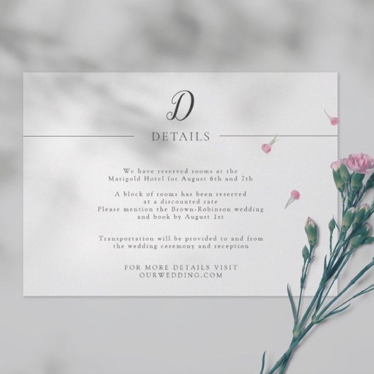 シンプルとミニマル結婚主義モノグラム詳細 エンクロージャーカード