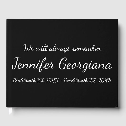 シンプルとミニマル葬儀のゲストブック ゲストブック (正面)