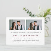 シンプルとモダンブルゴーニュ2枚の写結婚真 招待状 (スタンド正面)