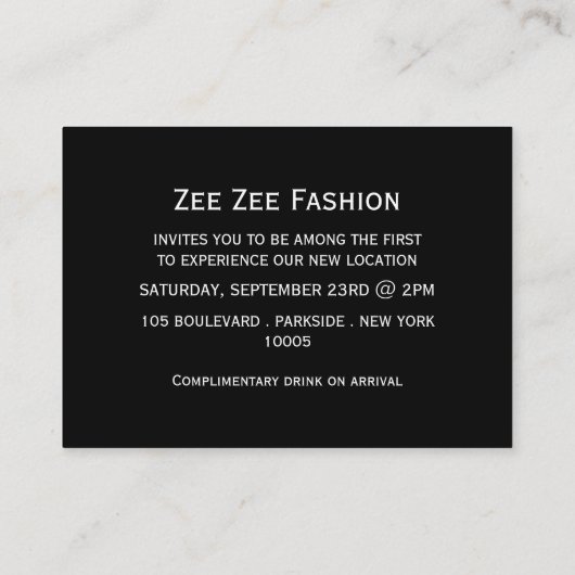 シンプルとモダン大開会式カード 名刺 (裏面)