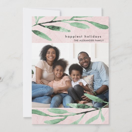 シンプルとモダン植物写真クリスマスカード シーズンカード (正面)