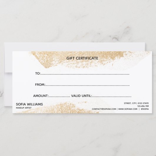 シンプルとモダン金ゴールド証明書ギフトカード (裏面)