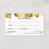 シンプルとモダン金ゴールド証明書ギフトカード 名刺 (裏面)