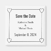 シンプルとロマンチックなハート日付を保存結婚する マグネット (正面)