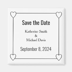 シンプルとロマンチックなハート日付を保存結婚する マグネット