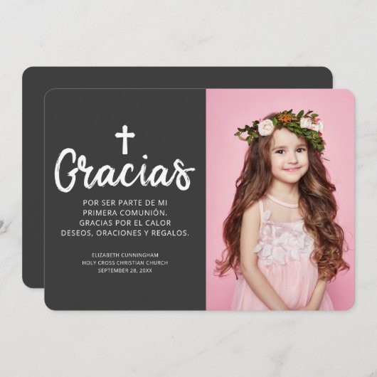 シンプルと写モダン真の交差 サンキューカード (正面/裏面)