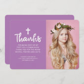 シンプルと写真モダンのクロスコミュニオンありがとう サンキューカード (正面/裏面)