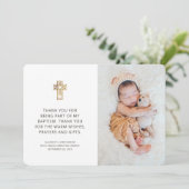 シンプルと写真モダンクロスバプテスマ サンキューカード (スタンド正面)