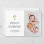 シンプルと写真モダンクロスバプテスマ サンキューカード (正面)