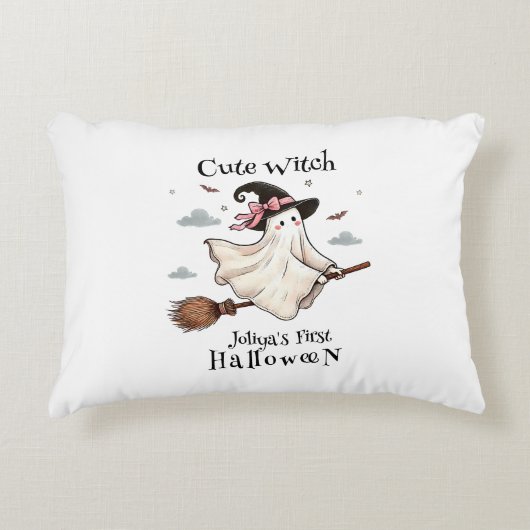 シンプルと可愛エレガントい魔女ファーストハロウィーン アクセントクッション (正面)