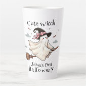シンプルと可愛エレガントい魔女ファーストハロウィーン カフェラテマグ (正面)