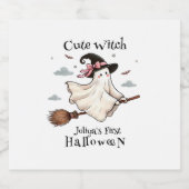 シンプルと可愛エレガントい魔女ファーストハロウィーン スパークリングワインラベル (シングルラベル)