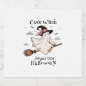 シンプルと可愛エレガントい魔女ファーストハロウィーン リキュールボトルラベル (シングルラベル)