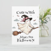 シンプルと可愛エレガントい魔女ファーストハロウィーン 招待状 (スタンド正面)