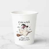 シンプルと可愛エレガントい魔女ファーストハロウィーン 紙コップ (正面)