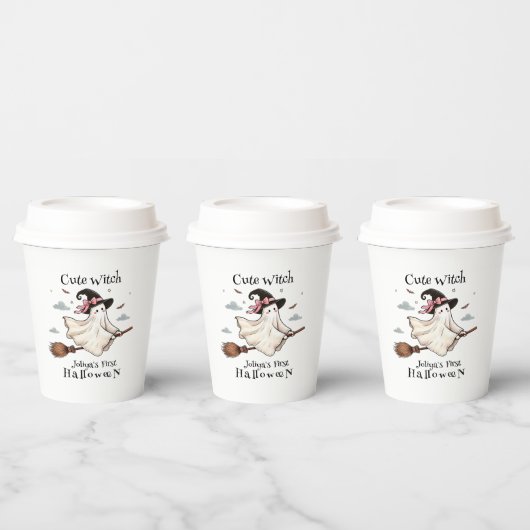シンプルと可愛エレガントい魔女ファーストハロウィーン 紙コップ (複数)