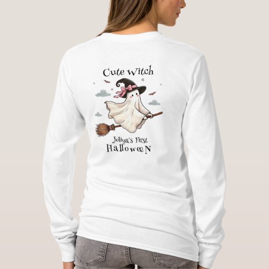 シンプルと可愛エレガントい魔女ファーストハロウィーン Tシャツ (裏面)