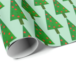 シンプルと明るいクリスマスツリーのラッピング紙 ラッピングペーパー