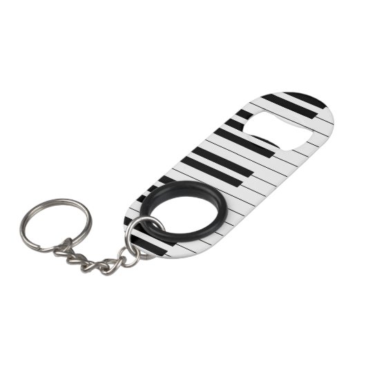 シンプルと白エレガント黒のピアノ鍵盤 キーホルダー栓抜き (正面アングル)