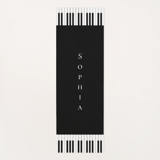 シンプルと白エレガント黒のピアノ鍵盤 ヨガマット (正面)