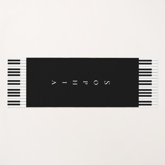 シンプルと白エレガント黒のピアノ鍵盤 ヨガマット (正面(横))