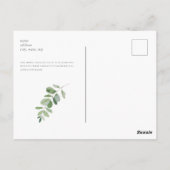 シンプルと葉結婚黒の日付 ポストカード (裏面)