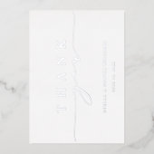シンプルと銀エレガント箔サンキューカード 箔招待状 (正面)