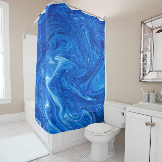 シンプルと青エレガント大理石抽象芸術アートワーク | シャワーカーテン (インサイチュ)