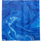 シンプルと青エレガント大理石抽象芸術アートワーク | シャワーカーテン (正面)