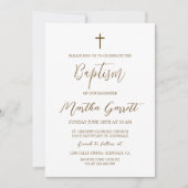 シンプルと黄エレガント白の女の子のバプテスマ 招待状 (正面)