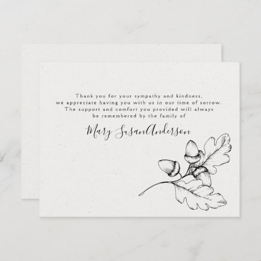 シンプルどんぐん葬式ありがとうご注意 サンキューカード (正面/裏面)