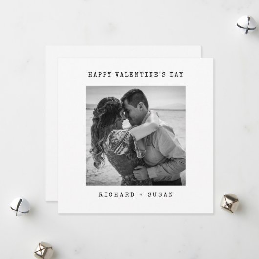 シンプルなお写真付きバレンタインデーのお祝いメッセージ シーズンカード (正面/裏面インサイチュ)