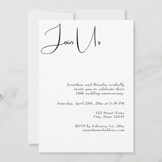 シンプルなお知らせ 招待状 (正面)