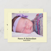 シンプルなお礼状　新生児発表 案内状 (正面/裏面)