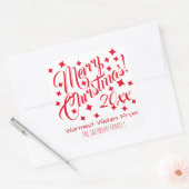 シンプルなお祭り気分を感じる 赤と白の楽しいクリスマス スクエアシール (封筒)