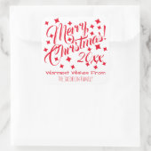 シンプルなお祭り気分を感じる 赤と白の楽しいクリスマス スクエアシール (バッグ)