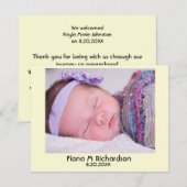 シンプルなお誕生報告と感謝のカード 案内状 (正面/裏面)