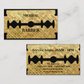 シンプルなかみそりの金ゴールドの刃の理容師 名刺 (正面/裏面)